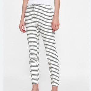 New Zara Basic Striped White Jogger Pants